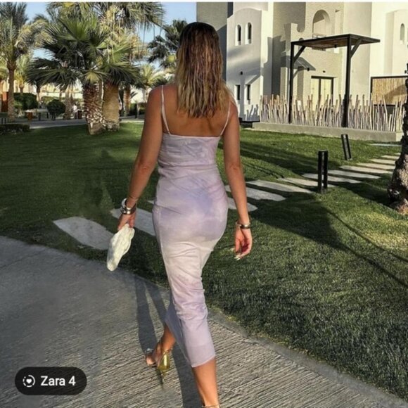 ZARA DRAPED PRINTED TULLE DRESS - Picture 3 of 6